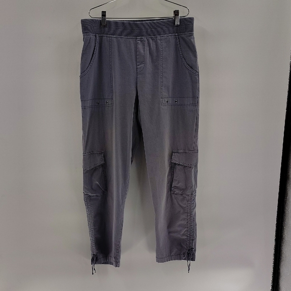 Soft Surroundings Cargo Size Medium pants Blue Gray Side Pockets Elastic Waist - Picture 1 of 11